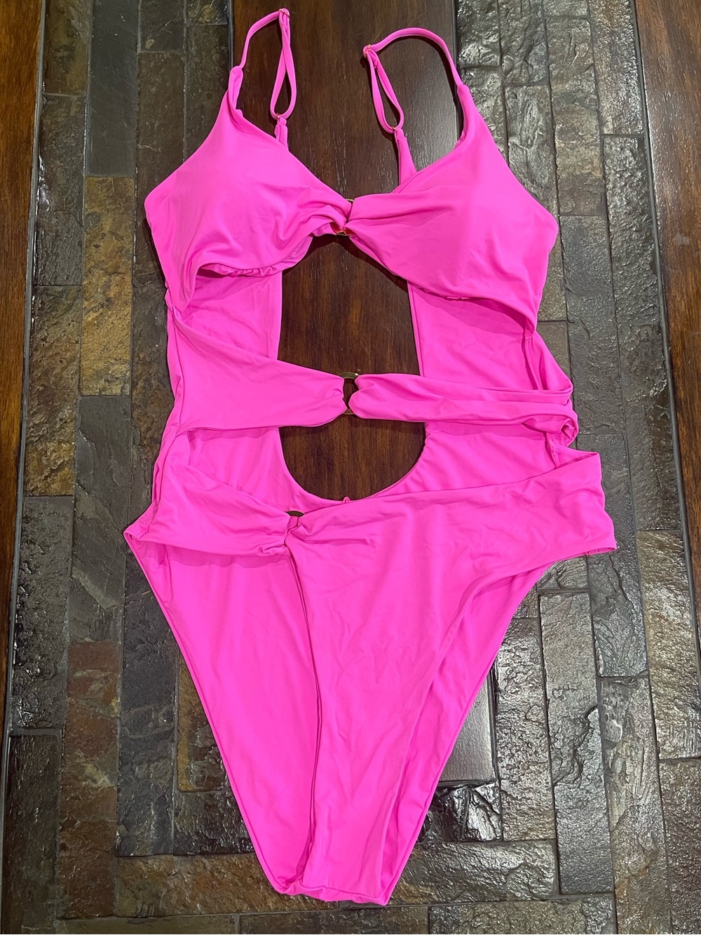 YMI Hot Pink Cutout One-Piece Swimsuit with Ring Accents